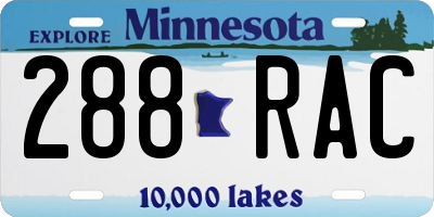 MN license plate 288RAC
