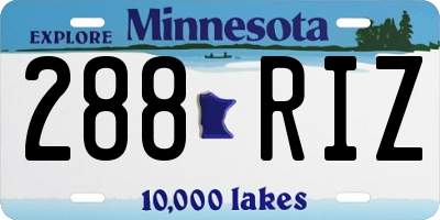 MN license plate 288RIZ