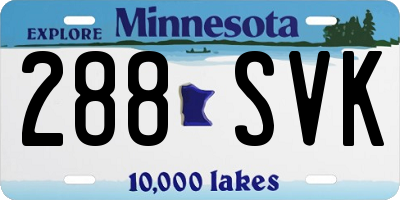 MN license plate 288SVK
