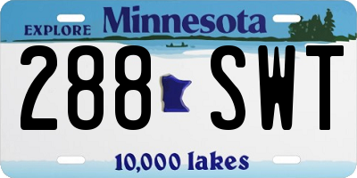 MN license plate 288SWT