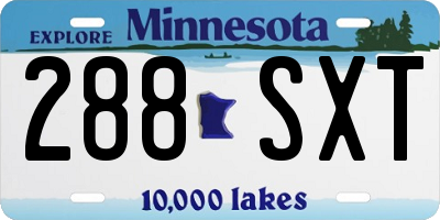 MN license plate 288SXT
