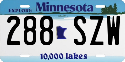 MN license plate 288SZW