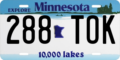 MN license plate 288TOK