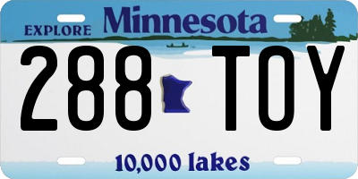 MN license plate 288TOY