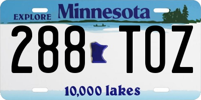MN license plate 288TOZ