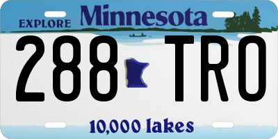 MN license plate 288TRO