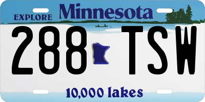 MN license plate 288TSW