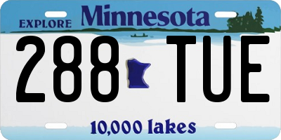 MN license plate 288TUE