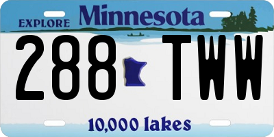 MN license plate 288TWW