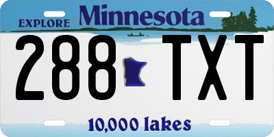MN license plate 288TXT