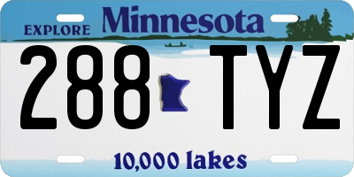 MN license plate 288TYZ