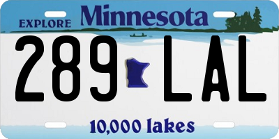 MN license plate 289LAL