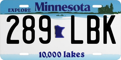 MN license plate 289LBK