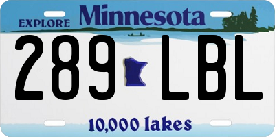 MN license plate 289LBL