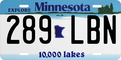 MN license plate 289LBN