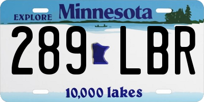 MN license plate 289LBR
