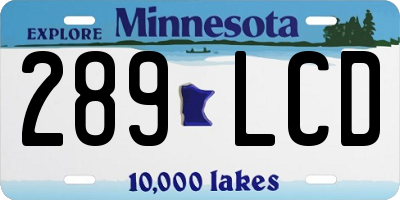 MN license plate 289LCD