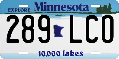MN license plate 289LCO