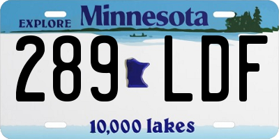 MN license plate 289LDF