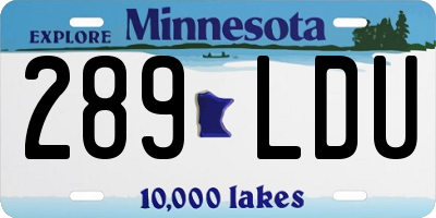MN license plate 289LDU