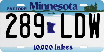 MN license plate 289LDW