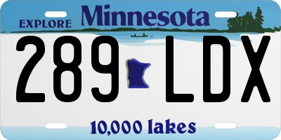 MN license plate 289LDX