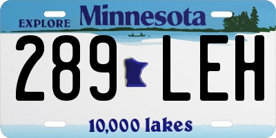 MN license plate 289LEH