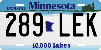MN license plate 289LEK