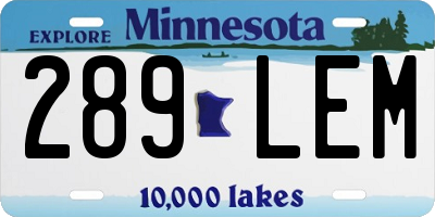 MN license plate 289LEM