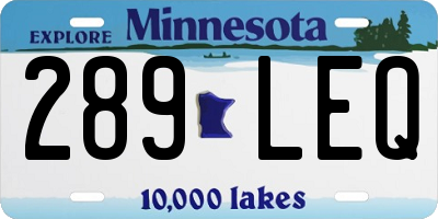 MN license plate 289LEQ