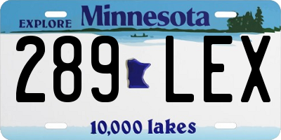 MN license plate 289LEX