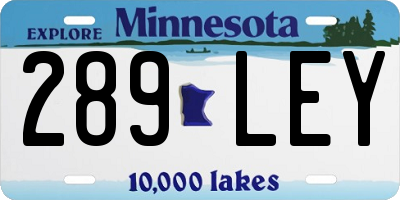 MN license plate 289LEY