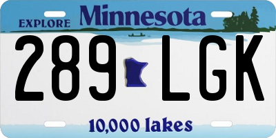 MN license plate 289LGK