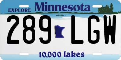 MN license plate 289LGW