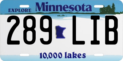 MN license plate 289LIB