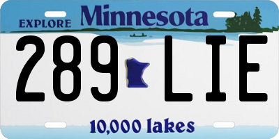 MN license plate 289LIE