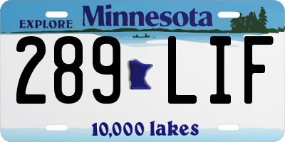 MN license plate 289LIF