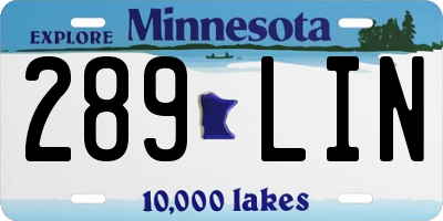 MN license plate 289LIN