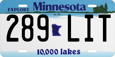 MN license plate 289LIT