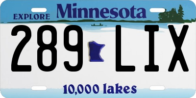MN license plate 289LIX