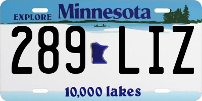 MN license plate 289LIZ