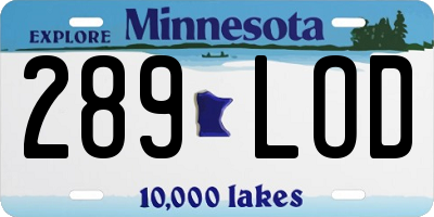 MN license plate 289LOD