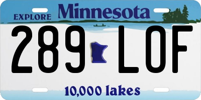 MN license plate 289LOF