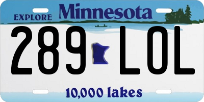 MN license plate 289LOL