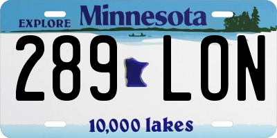 MN license plate 289LON