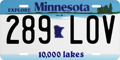 MN license plate 289LOV