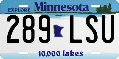MN license plate 289LSU