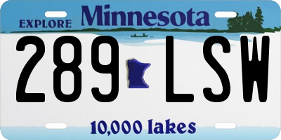 MN license plate 289LSW