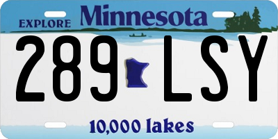 MN license plate 289LSY