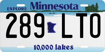 MN license plate 289LTO